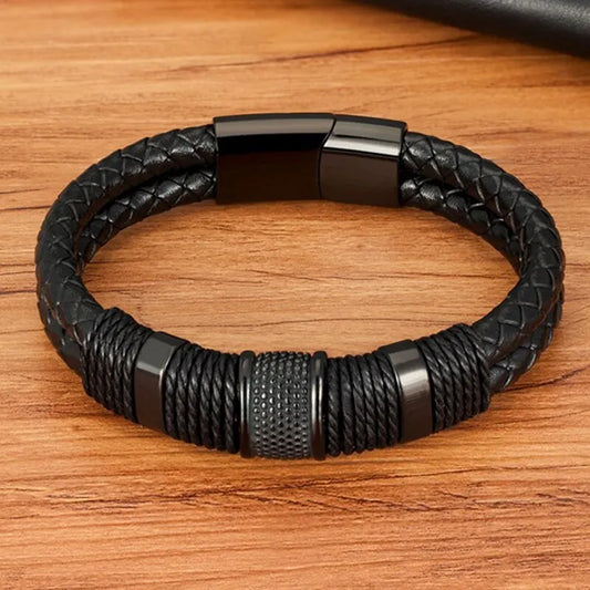 Black Leather Rope Retro Bracelet