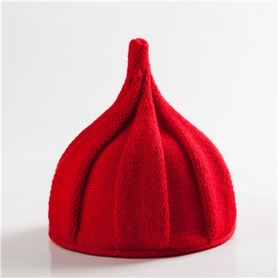 Knitted Beanie Hat with Twist Pointy Tip