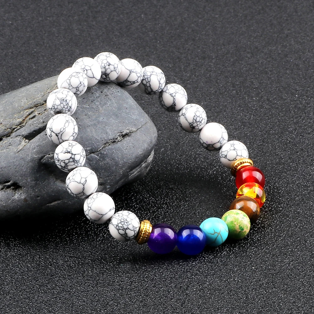 2Pcs Set - 7 Chakra Natural Stone Beaded Bracelets