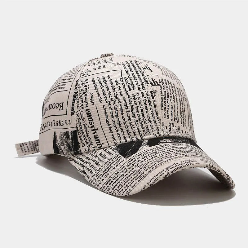 Newspaper Print Design Baseball Cap