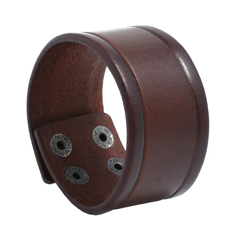 Men's Classic Wide Genuine Leather Bracelet