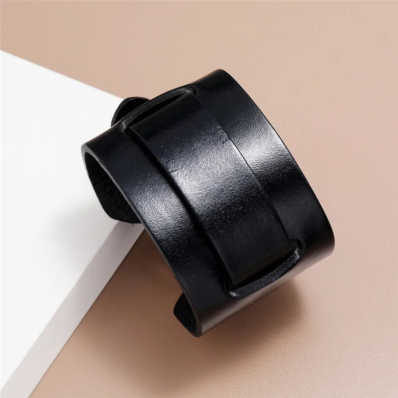 Men's Fashion Genuine Leather Wide Belt Bracelet