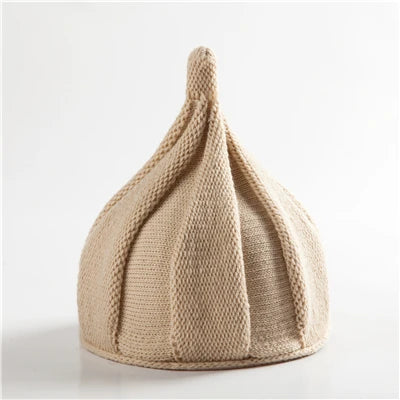 Knitted Beanie Hat with Twist Pointy Tip