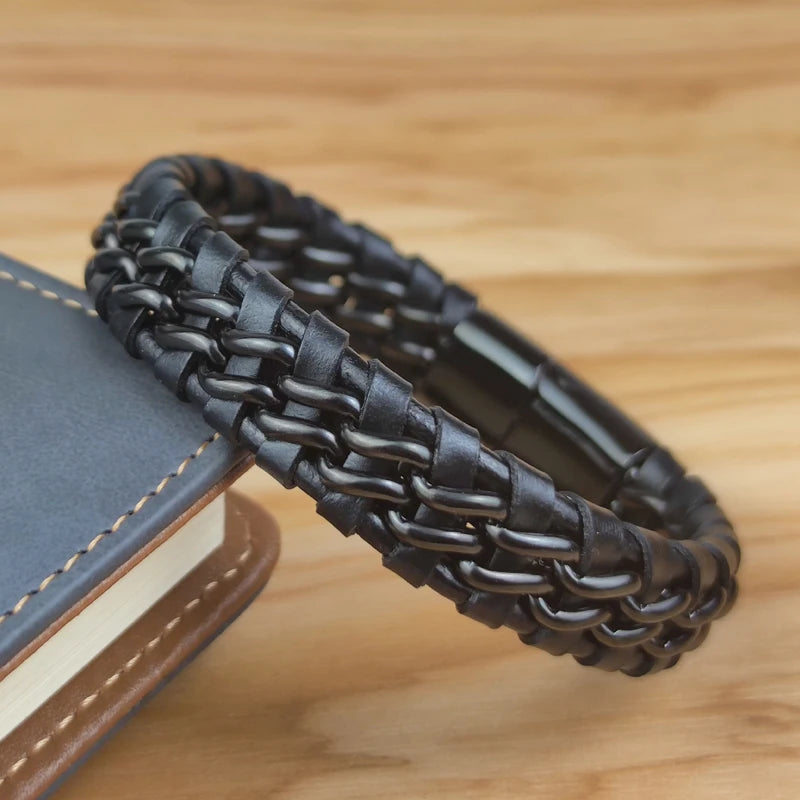 Genuine Leather Bracelet with Magnetic Clasp