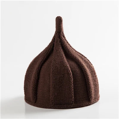 Knitted Beanie Hat with Twist Pointy Tip