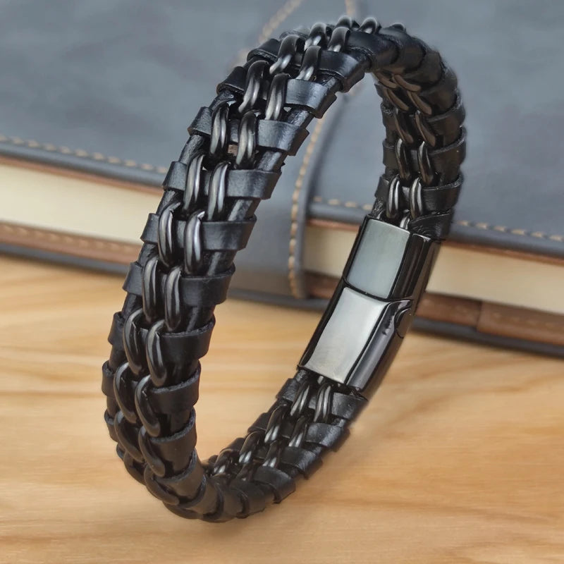 Genuine Leather Bracelet with Magnetic Clasp