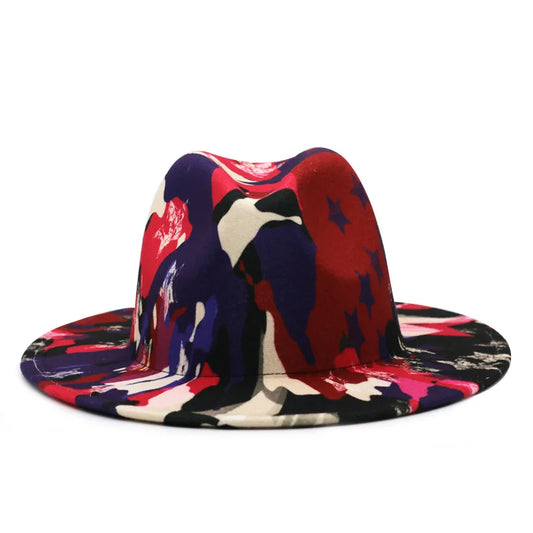Colourful Wide Brim Panama Fedora Hat