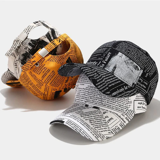 Newspaper Print Design Baseball Cap