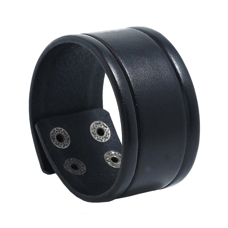 Men's Classic Wide Genuine Leather Bracelet
