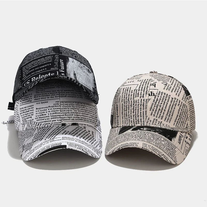 Newspaper Print Design Baseball Cap