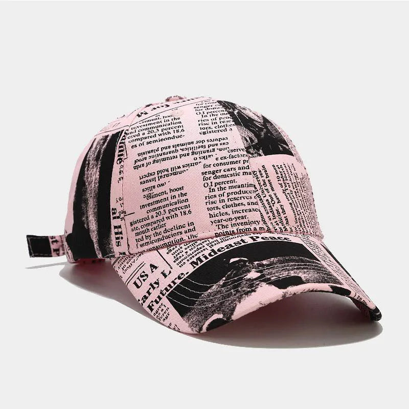 Newspaper Print Design Baseball Cap