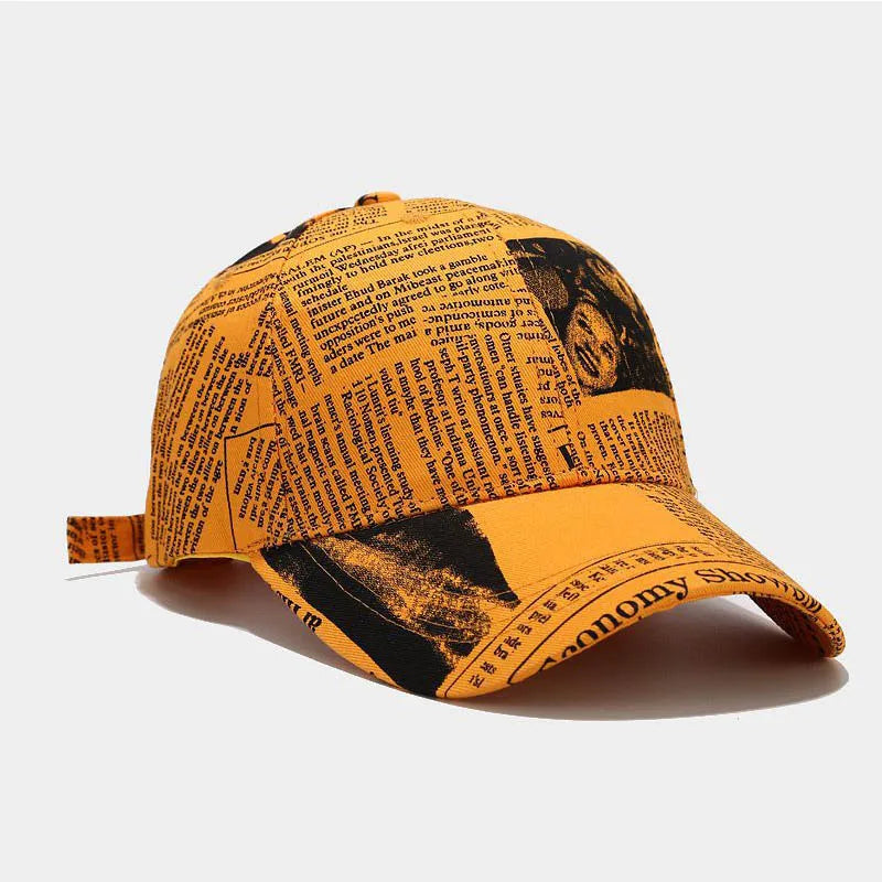 Newspaper Print Design Baseball Cap