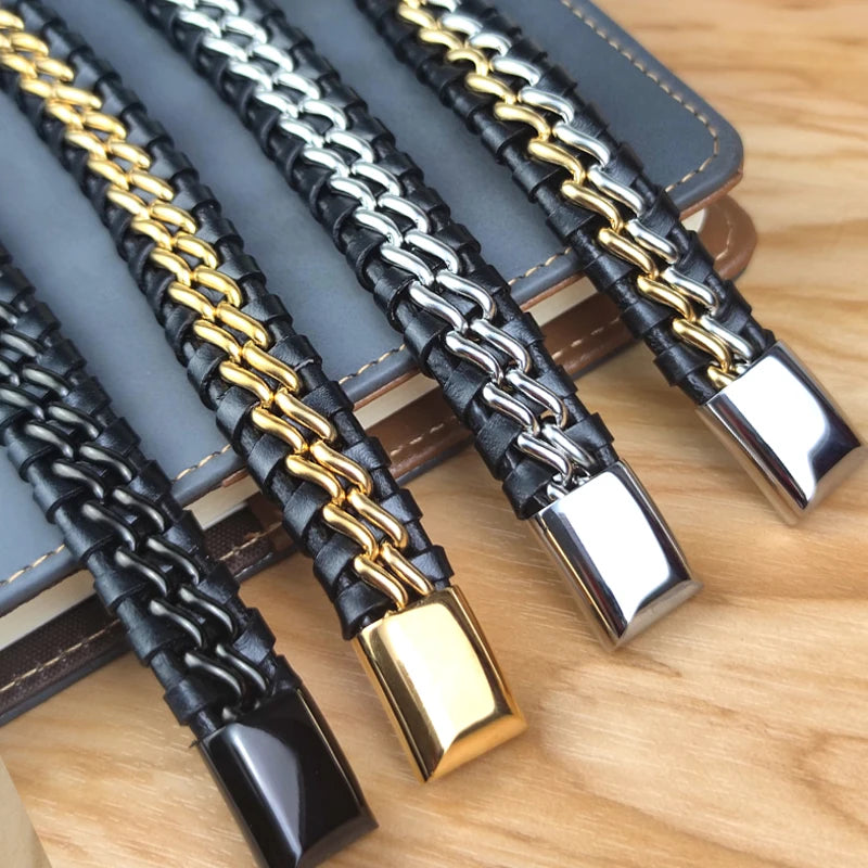 Genuine Leather Bracelet with Magnetic Clasp