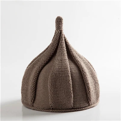 Knitted Beanie Hat with Twist Pointy Tip