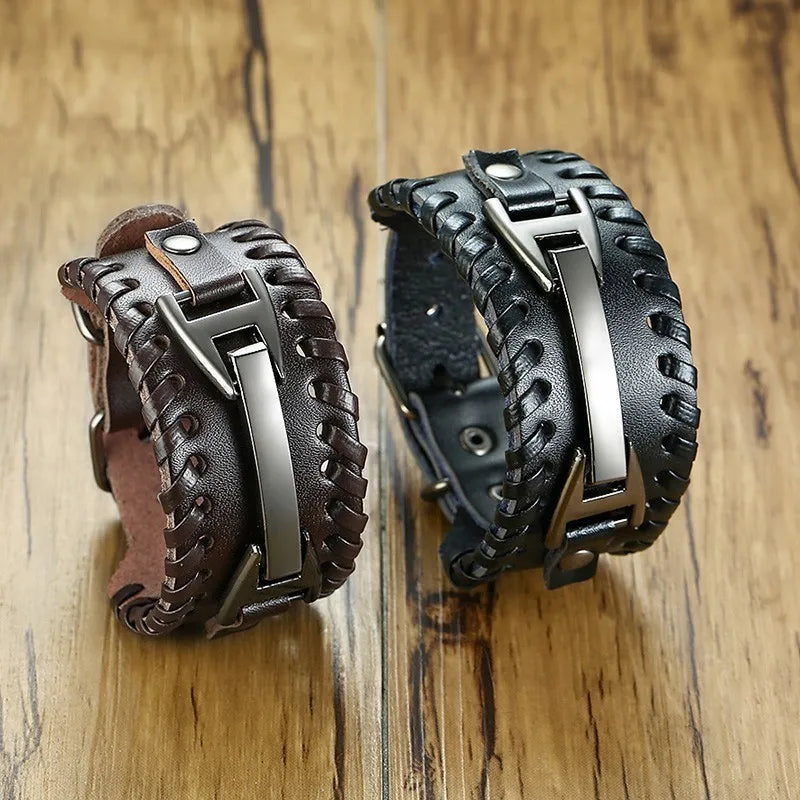 Medieval Genuine Leather Cuff Bracelet