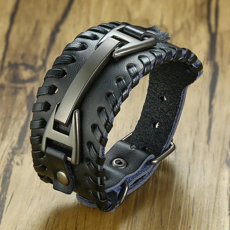 Medieval Genuine Leather Cuff Bracelet