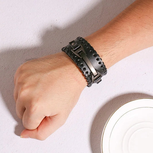 Medieval Genuine Leather Cuff Bracelet