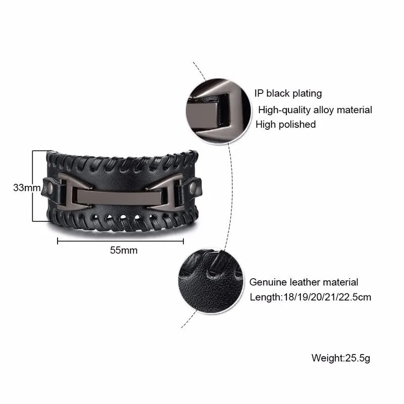 Medieval Genuine Leather Cuff Bracelet