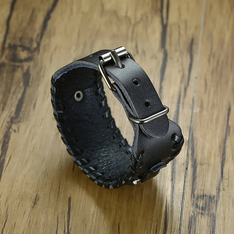 Medieval Genuine Leather Cuff Bracelet