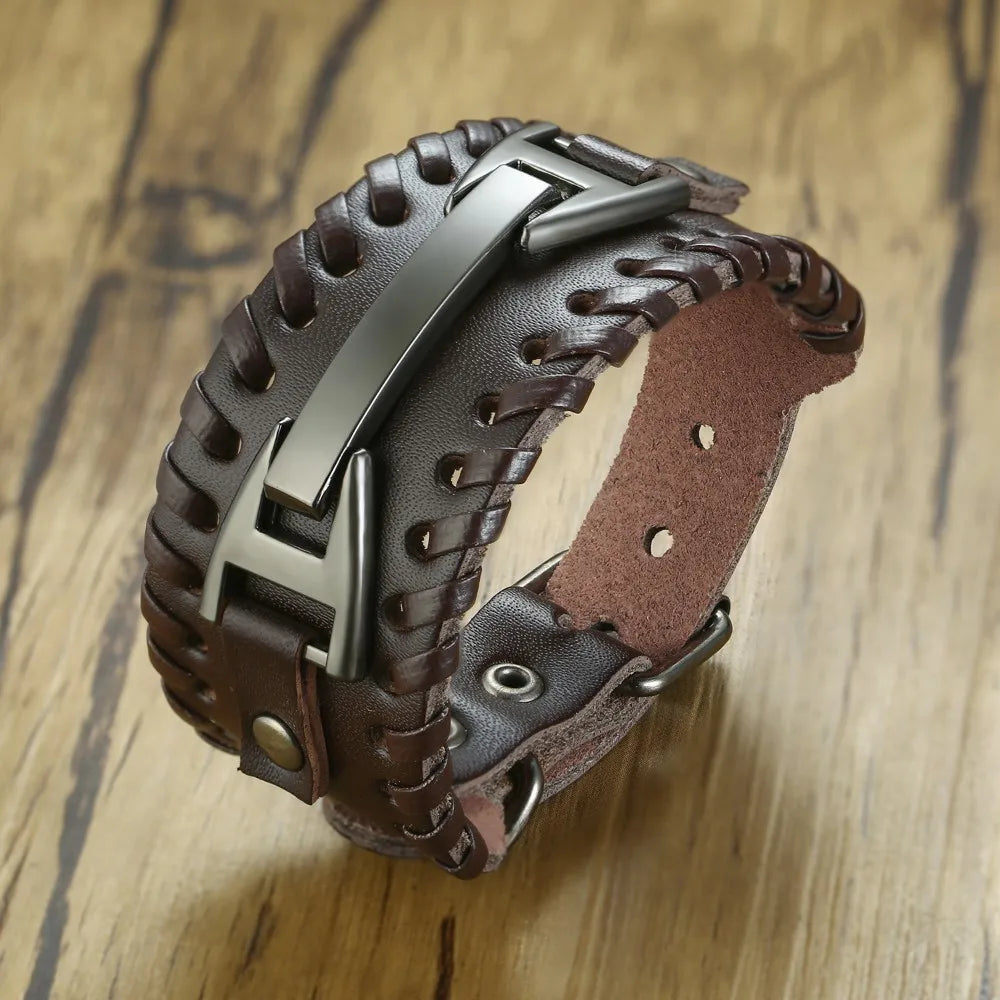Medieval Genuine Leather Cuff Bracelet