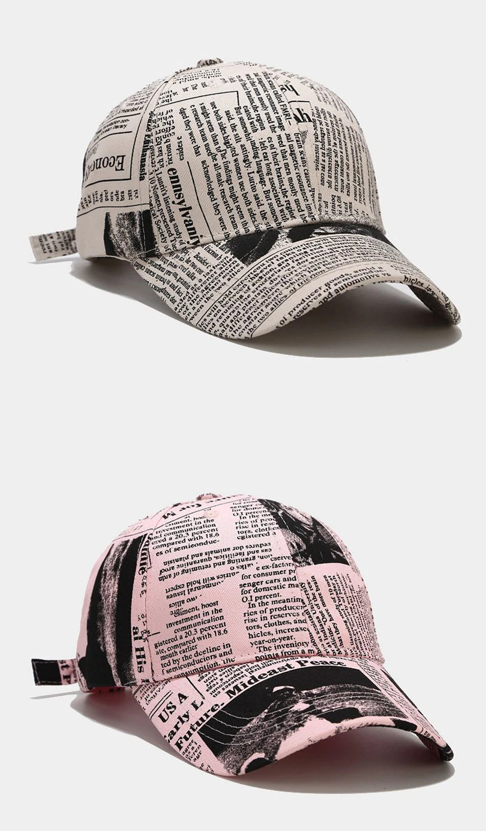 Newspaper Print Design Baseball Cap