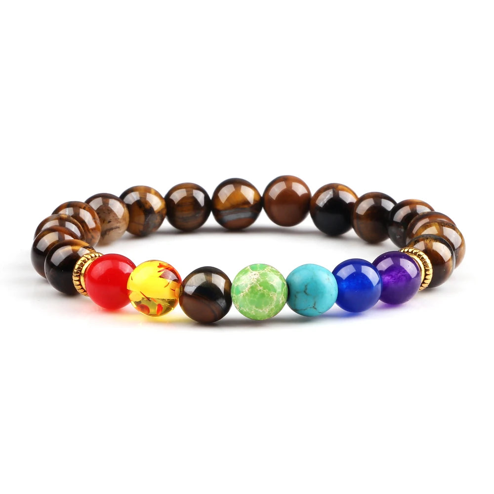 2Pcs Set - 7 Chakra Natural Stone Beaded Bracelets