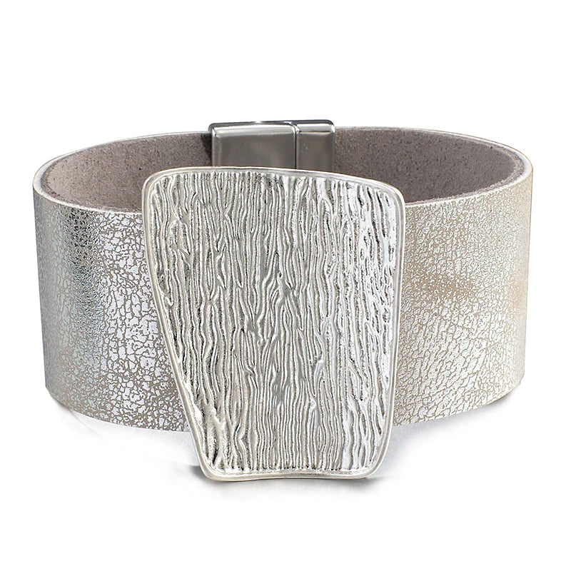 Genuine Leather Wide Wrap Bracelet