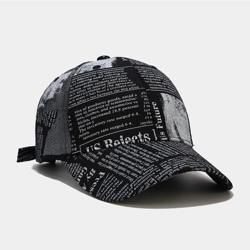 Newspaper Print Design Baseball Cap