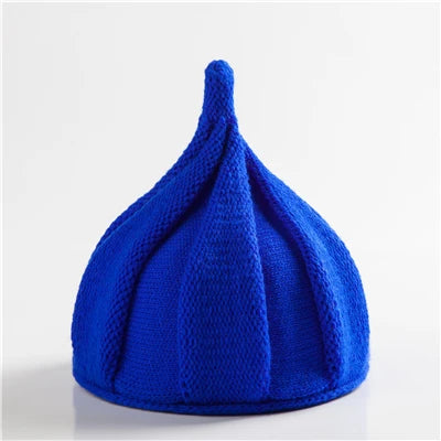 Knitted Beanie Hat with Twist Pointy Tip