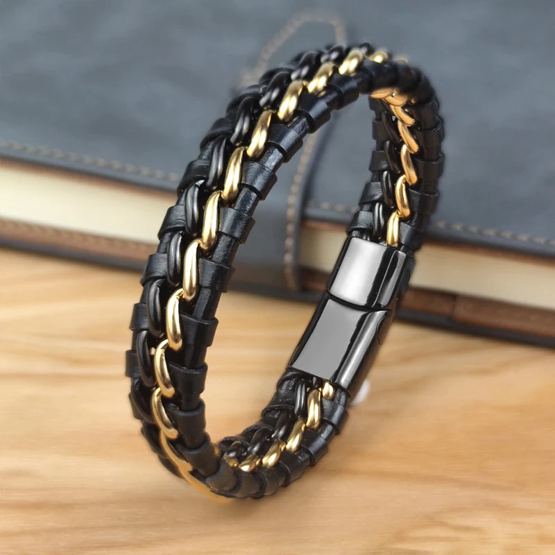 Genuine Leather Bracelet with Magnetic Clasp
