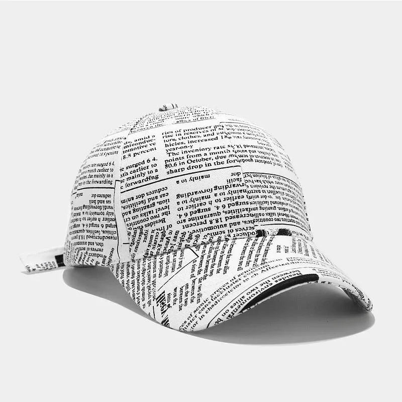 Newspaper Print Design Baseball Cap
