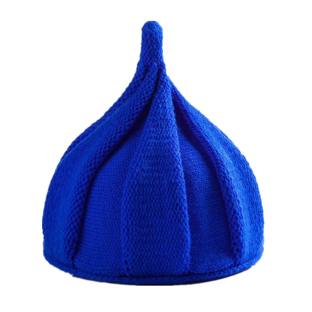 Knitted Beanie Hat with Twist Pointy Tip
