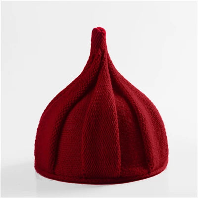 Knitted Beanie Hat with Twist Pointy Tip