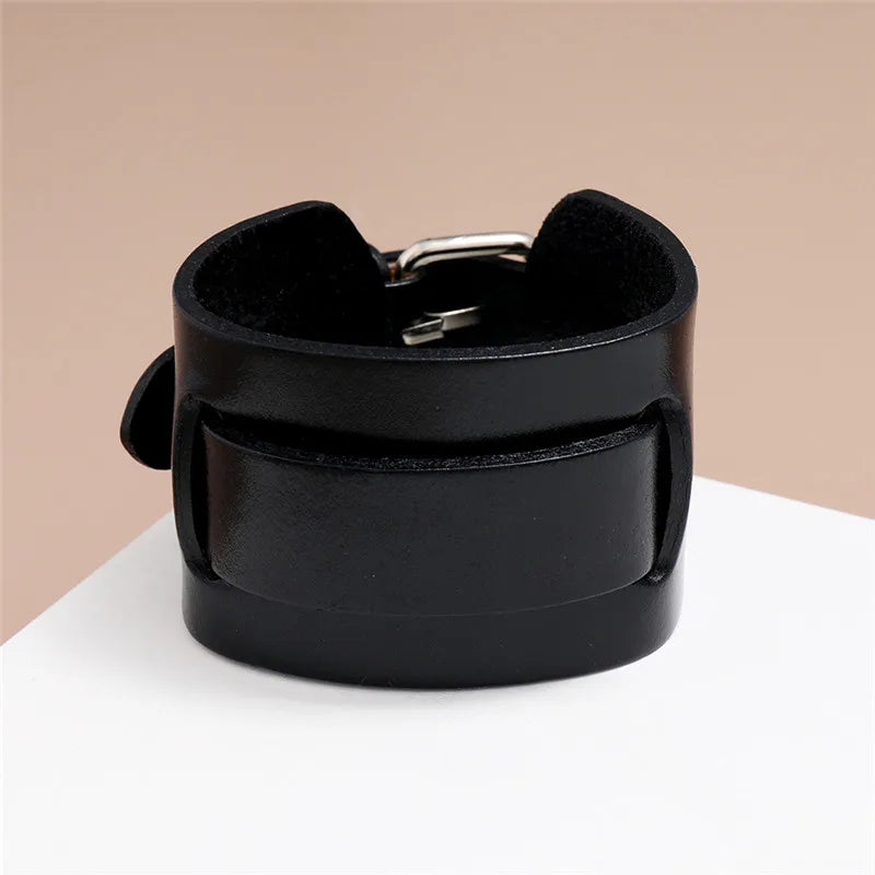 Men's Fashion Genuine Leather Wide Belt Bracelet