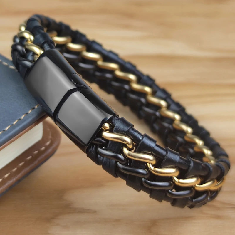 Genuine Leather Bracelet with Magnetic Clasp