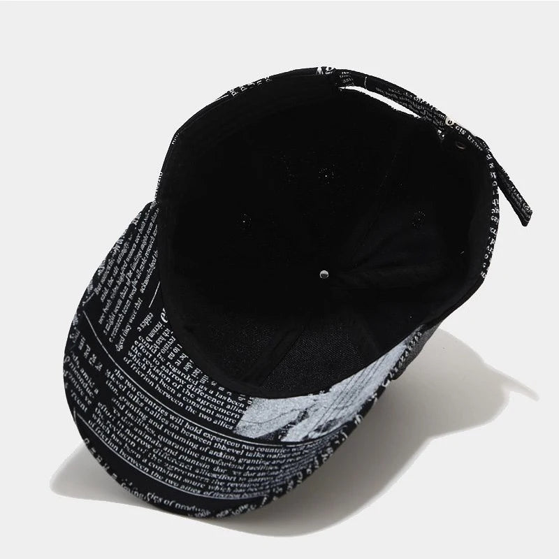 Newspaper Print Design Baseball Cap