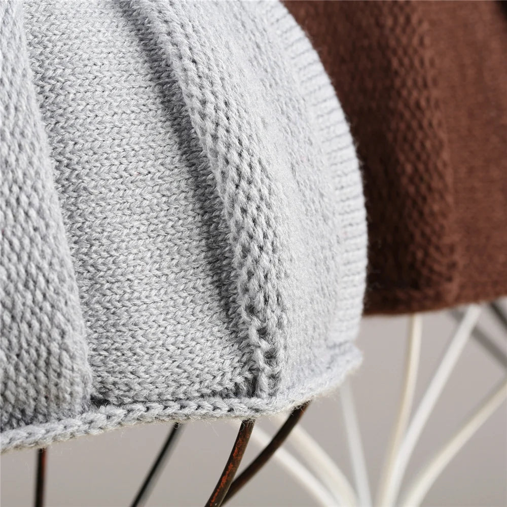 Knitted Beanie Hat with Twist Pointy Tip