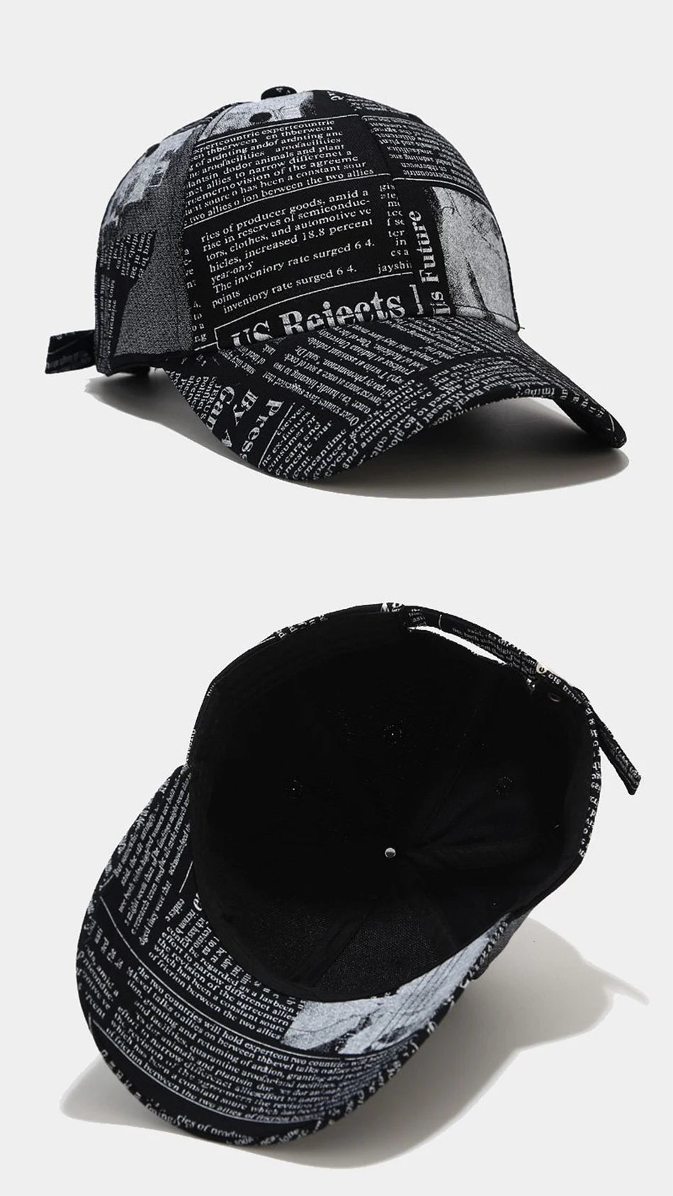 Newspaper Print Design Baseball Cap
