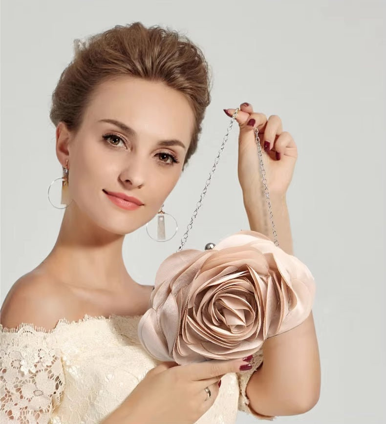 Rose Flower Wedding Evening Clutch Bag
