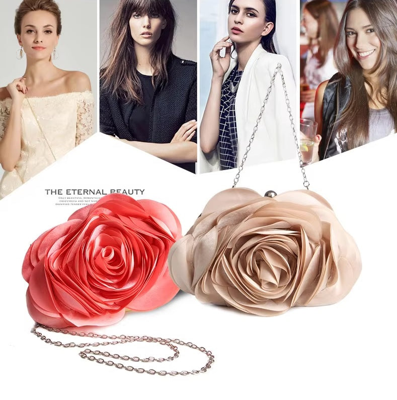 Rose Flower Wedding Evening Clutch Bag