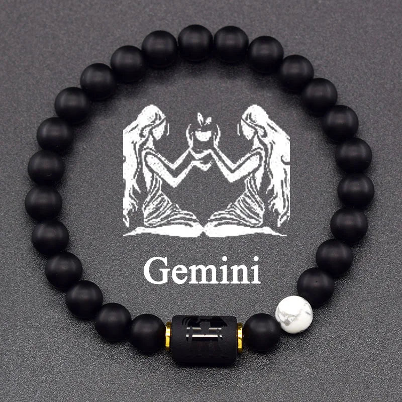 Zodiac Signs Constellation Bracelet - Black Agate