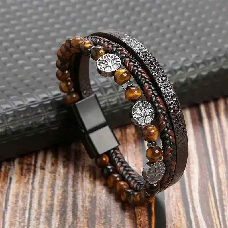 Fashion Strand Bead Leather Bracelet