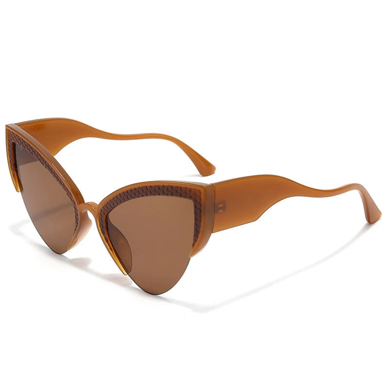 Oversized Semi-Rimless Cat Eye Sunglasses
