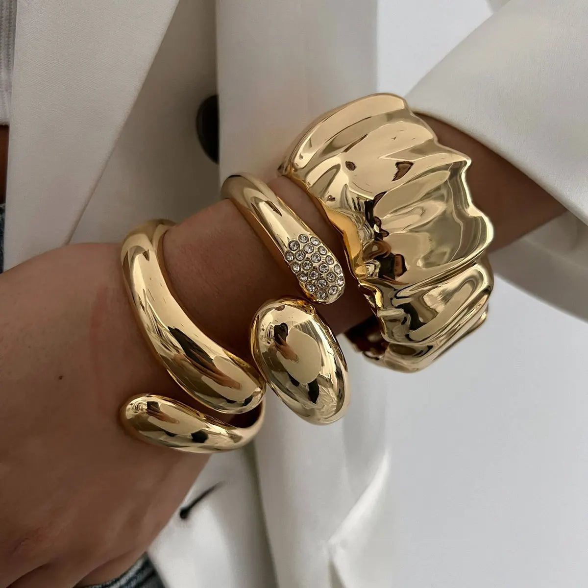 Chunky Gold Silver Bangle Cuff Bracelet