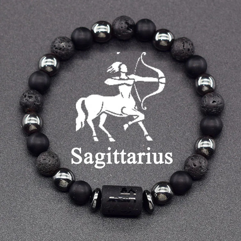 Zodiac Signs Constellation Bracelet - Black Lava