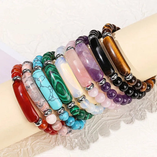 Crystal Bracelet with Rectangle Bar Charm