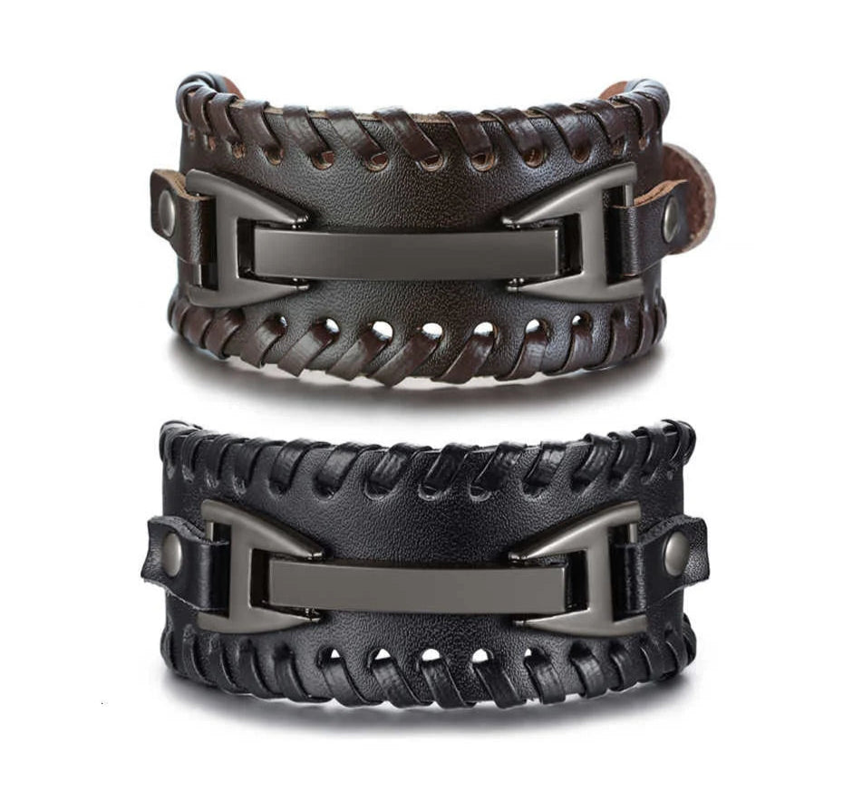 Medieval Genuine Leather Cuff Bracelet