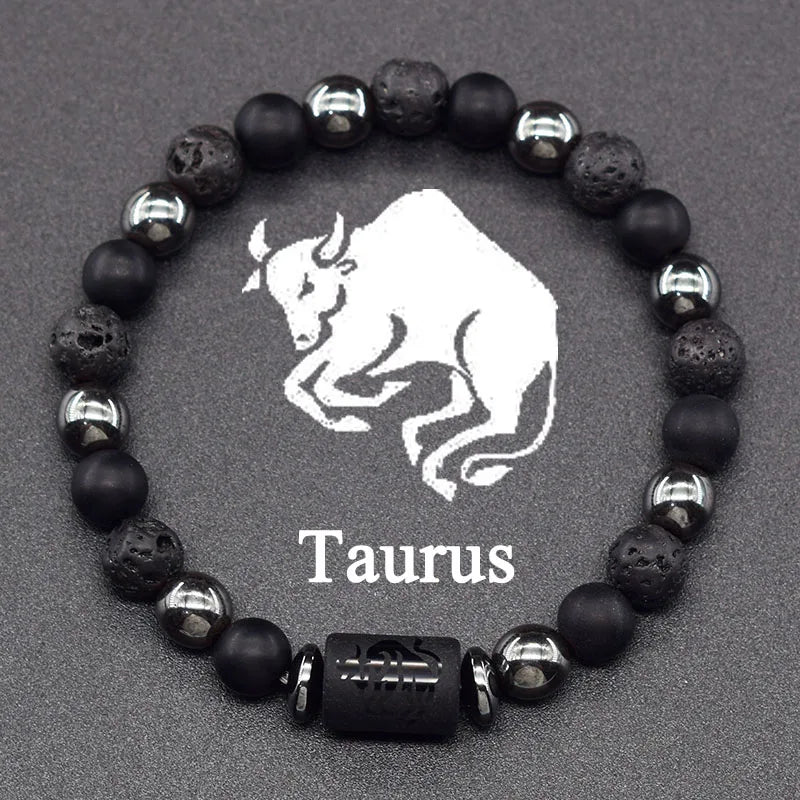Zodiac Signs Constellation Bracelet - Black Lava