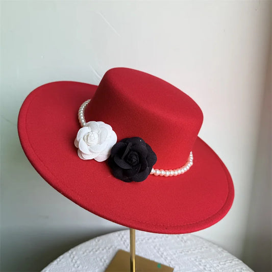 Wide Brim Roses French Fedora Hat