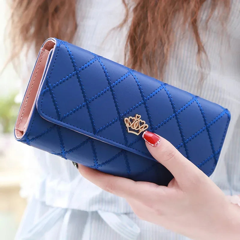 Diamond Pattern Leather Long Wallet
